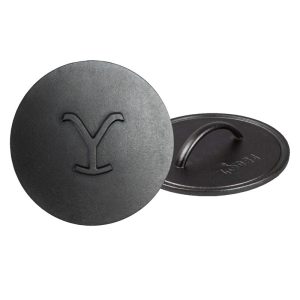 Yellowstone? 8 Inch Round Seasoned Cast Iron Power Y Grill Press