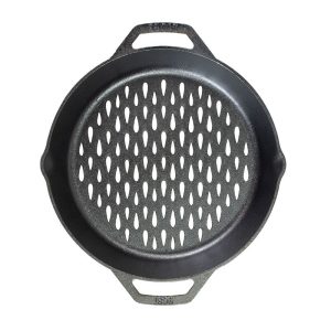 12 Inch Seasoned Cast Iron Dual Handle Grilling Basket