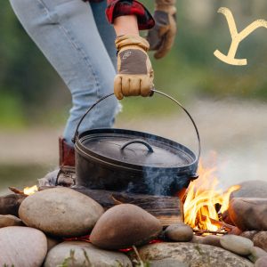 Yellowstone? 12 Inch / 8 Quart Seasoned Cast Iron Deep Camp Dutch Oven