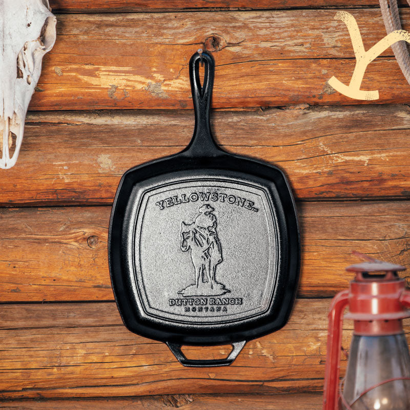 Yellowstone? 10.5 Inch Square Seasoned Cast Iron Cowboy Grill Pan
