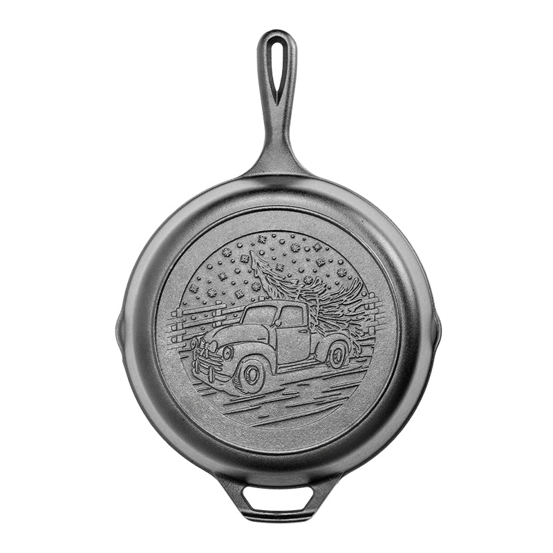 10.25 Inch Seasoned Cast Iron Holiday Truck Skillet