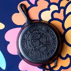 Seasoned Cast Iron Sugar Skull Skillet