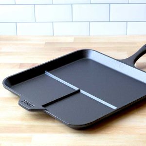 Seasoned Cast Iron Square Divided Griddle