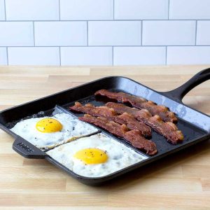 Seasoned Cast Iron Square Divided Griddle